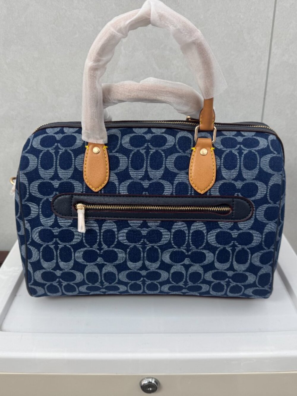 Coach Rowan Satchel Bag In Signature Denim Canvas NWT CY699 - Picture 2 of 7